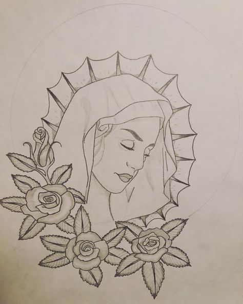 Mexican Drawings Sketches Easy, Our Lady Of Guadalupe Drawing, Quinceanera Drawings, Cute Mexican Drawings, Guadalupe Drawing Easy, Virgen Mary Drawing, Mexican Art Drawing, Mexican Sketches, Mexico Drawing Ideas