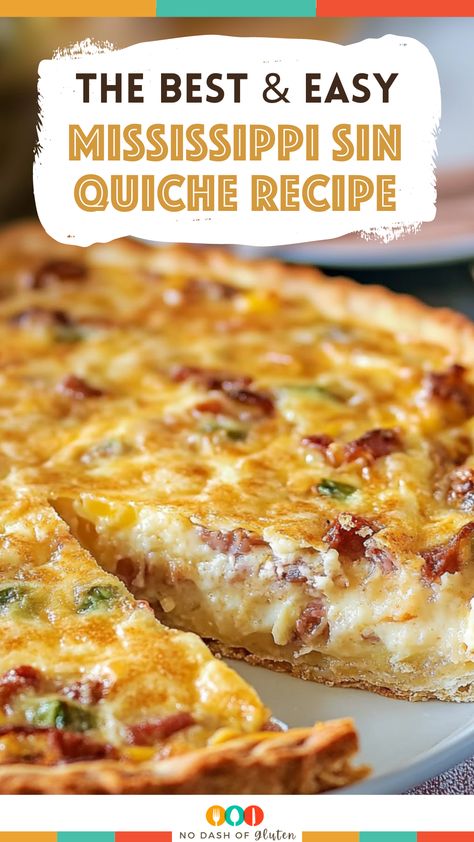 Looking for a savory, indulgent dish? Try this Mississippi Sin Quiche Recipe! Loaded with diced ham, creamy cheeses, and a hint of heat, it’s perfect for breakfast, brunch, or dinner. Ready in just over an hour, this quiche is both easy and delicious. Pin now and make it your next favorite comfort food! Click through for the full recipe! Breakfast Recipes Potluck, Mississippi Sin Quiche Recipe, Breakfast Luncheon Ideas, Grits Quiche Southern Living, Quiche Recipes For Dinner, One Dish Breakfast Recipes, Ham Quiche Recipes Cheese, Sheet Pan Quiche Brunch Recipes, Breakfast Quiche Ham