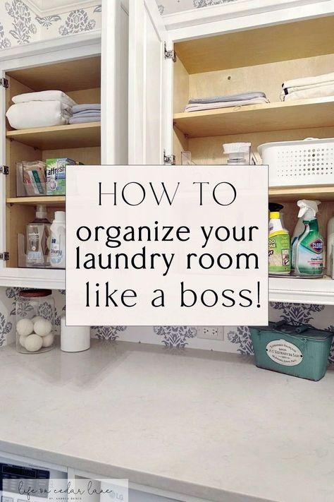 Tired of laundry room chaos? Discover these must-try organization hacks to streamline your space and make laundry day a breeze. Say goodbye to clutter and hello to efficiency! Organize Under Kitchen Sink, Life On Cedar Lane, Room Organization Hacks, Laundry Room Organization Ideas, Laundry Room Decorating, Closet Room Organizer, Laundry Room Hacks, Small Laundry Room Organization, Room Organization Ideas