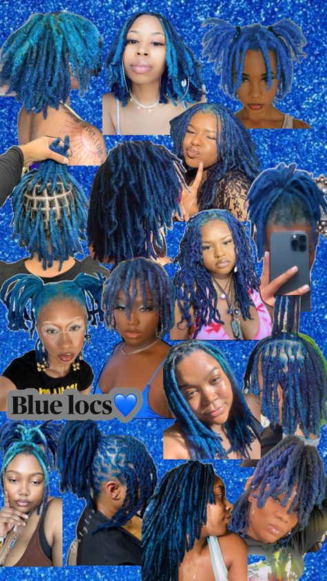 Locs Blue Locs, Dyed Dreads, Short Dreadlocks Styles, Cute Dreads, Natural Hair Bun Styles, Beautiful Dreadlocks, Short Locs Hairstyles, Dreadlock Styles, Cute Braided Hairstyles