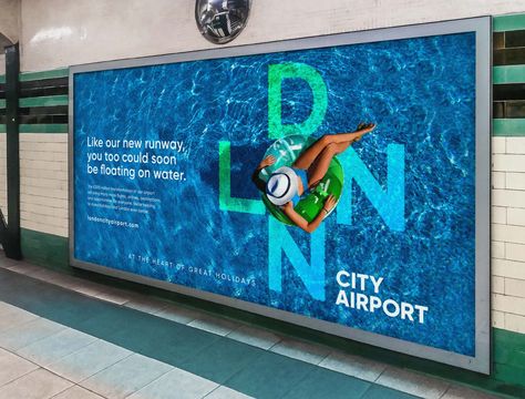 Growing pride and affection for London City Airport | The Allotment Airport Branding, Airport Advertising, Advertising Inspiration, Hotel Ads, London City Airport, Airport Lounge, Identity System, Travel Ads, Signage System