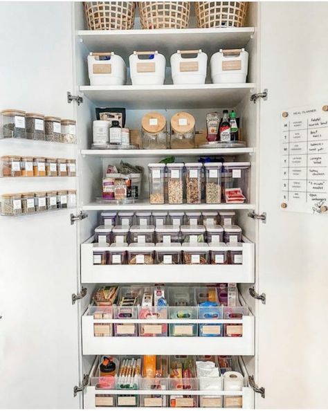 Narrow Pantry, Tiny Pantry, Deep Pantry, 2022 Kitchen, Small Pantry Organization, Pantry Drawers, Pantry Organisation, Organized Pantry, Pantry Remodel