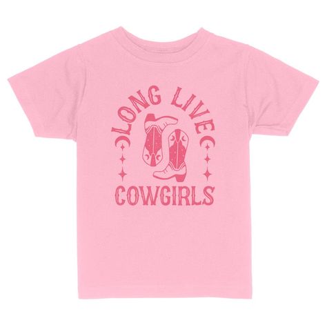 PRICES MAY VARY. 100% Cotton Made in USA and Imported Pull On closure Long live the cowgirls! Lasso the energy of the wild west with this design of pink boots! Printed on a Kids Toddler T-Shirt 4.5oz, 100% Ring-Spun Cotton. Printed in the USA. (Heathers are 93/7 Cotton/Poly) Our eco-friendly water-based ink prints directly into our shirt fibers for a smooth feel that provides a less vibrant, lived-in look. (No cracking or peeling like screen printing or iron-on transfers) For best results, wash Toddler Tshirt Ideas, Girls Western Shirts, School Shirt Designs, Pink Boots, The Wild West, Tshirt Ideas, Vinyl Ideas, Country Shirts, Toddler Hoodie