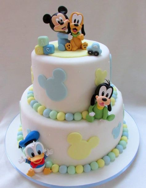 Babyshower For Boy Theme, Baby Mickey Cake, Baby Mickey Mouse Cake, Torturi Baby Shower, Mickey Birthday Cakes, Γενέθλια Mickey Mouse, Mickey Bebe, Mickey Baby Showers, Mickey 1st Birthdays