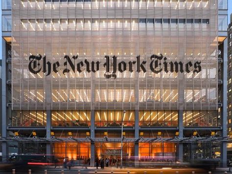 THE NEW YORK TIMES:  The design has a transparent glass tower screened by planes of glazed terracotta tubes that appear to float above the street. New York Times Building, Renzo Piano Architecture, Rainscreen Facade, Hiphop Photography, Richard Rogers, New York Architecture, Fashion City, Facade Lighting, Renzo Piano