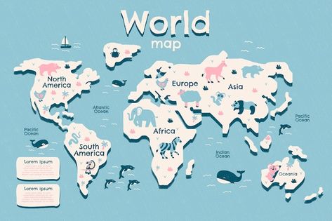 World Map Illustration Design, Cute World Map, World Map Drawing, Flat World Map, World Map Graphic, World Map Game, Map Infographics, Maps Illustration Design, World Map Illustration