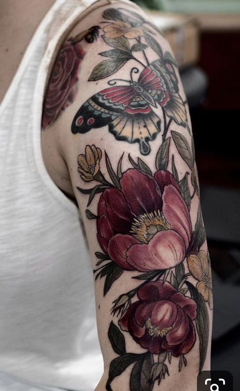 Tattoo Butterfly, Flower Sleeve, Trendy Tattoo, Body Tattoo, Geniale Tattoos, Flower Tattoo Sleeve, Butterfly Tattoos, Diy Tattoo, Best Body