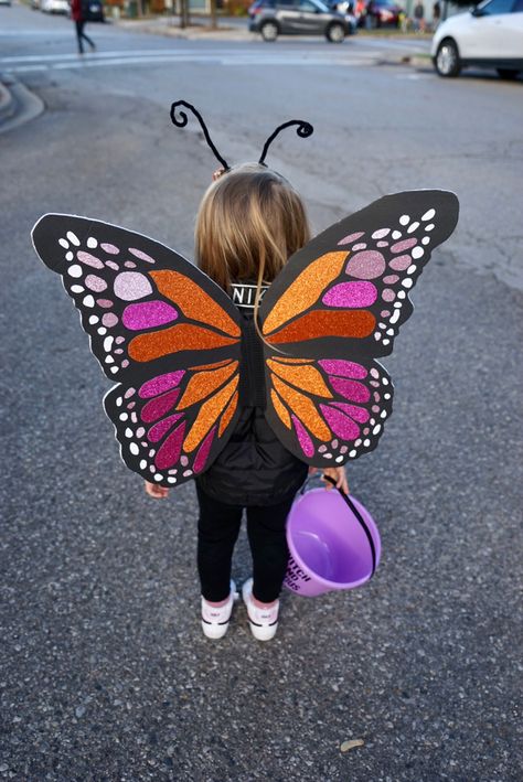 Butterfly Toddler Costume, Diy Butterfly Halloween Costume, Diy Butterfly Costume Kids, Toddler Butterfly Costume Diy, Butterfly Costume Kids Diy, Butterfly Diy Costume, Diy Butterfly Wings Costume, Easy Diy Halloween Costumes For Kids, Butterfly Costume Diy