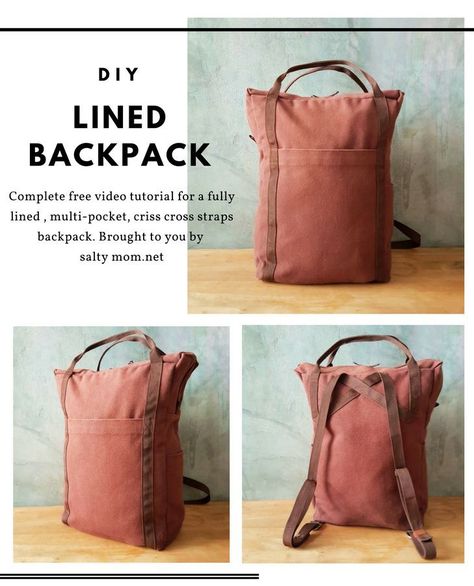 How to sew a Lined Backpack Hantverk Diy, Diy Sy, Diy Sac, Sew Ins, Beginner Sewing Projects Easy, Leftover Fabric, Sewing Projects For Beginners, Sewing Skills, Diy Couture