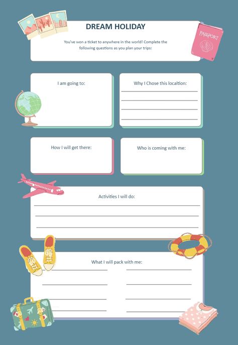 This Holiday Vacation Planning Worksheet can help any organization create an organized plan, especially for budgeting and activity planning. You can easily manage your tour with the help of a holiday itinerary template in excel. Itineraries are documents that detail the details of a trip, vacation, route, or program. There are various types of itineraries depending on the purpose of the journey. Tour Itinerary Template, Holiday Itinerary Template, Esl Exercises, Travel Consultant Business, Holiday Itinerary, Trip Planning Template, English Primary School, Verbs Activities, Travel Language
