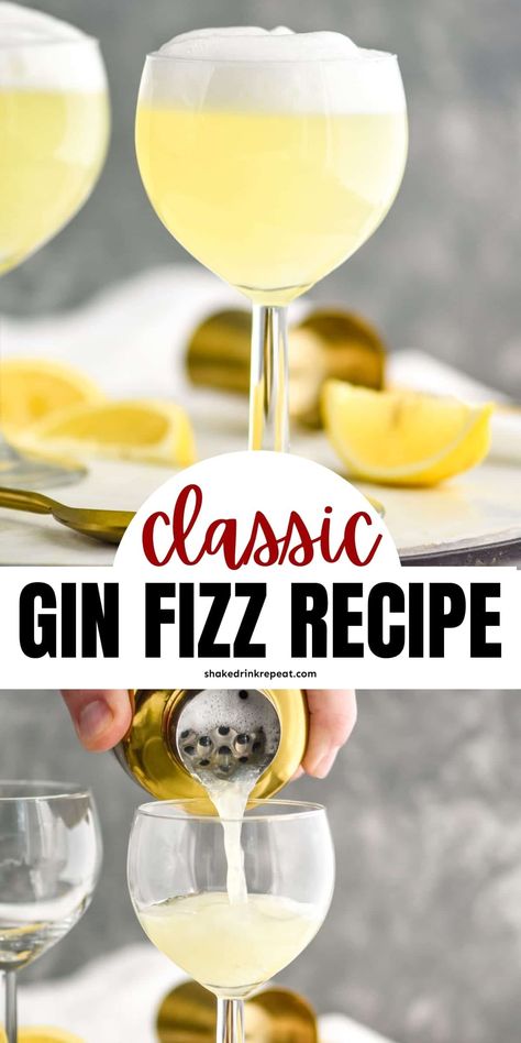 Gin Fizz Recipe, Gin Drink Recipes, Fizz Drinks, Best Gin Cocktails, Gin Fizz Cocktail, Gin Recipes, Gin Cocktail Recipes, Classic Cocktail Recipes, Gin Drinks