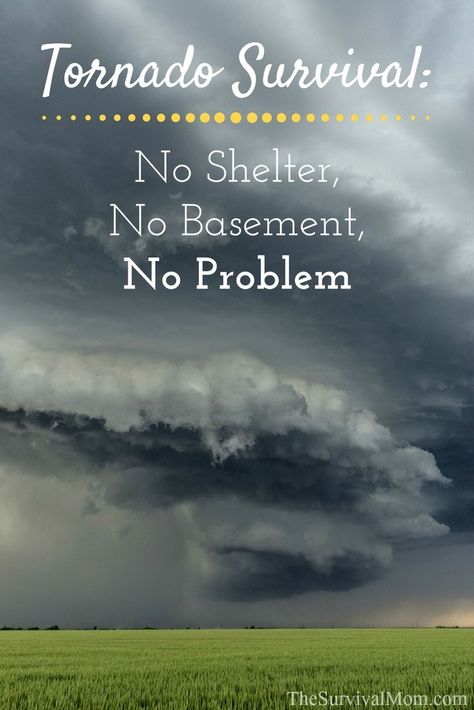 If your home or workplace does not have a basement or tornado shelter, tornado survival is still possible. Follow these suggestions for preparing and staying safe. Tornado Preparedness, Tornado Shelter, Emergency Prepping, Disaster Preparedness, Wilderness Survival, Survival Food, Survival Prepping, Outdoor Survival, About Money