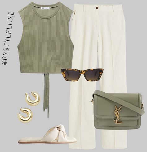 Spring Sandals Outfit, Cold Easter Outfit, Summer Outfit Collage, Spring Work Outfits For Women, Dinner Outfits Summer, Mint Green Outfits, Spring And Summer Outfits, Mode Shoes, Europe Outfits