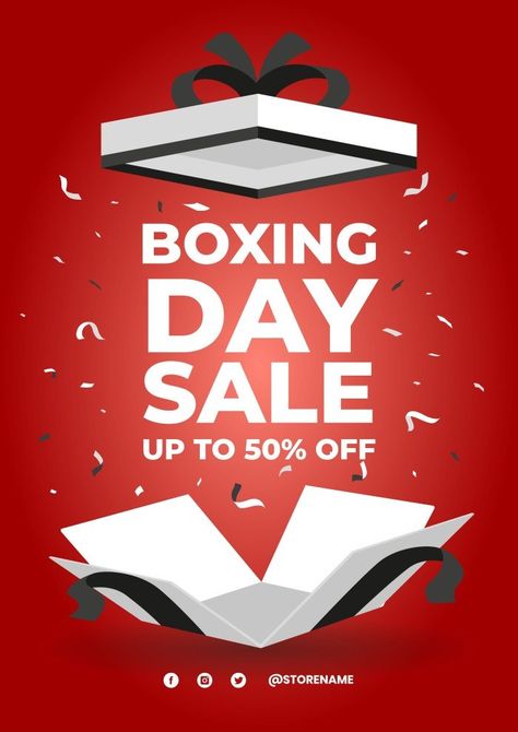 Monocolor Open Box Boxing Day Offer Poster Christmas Offer Poster, Offer Poster Design Ideas, Offer Creative Ads, Buy 1 Get 1 Free Design Poster, Special Offer Poster, Xpander Cross, Offer Poster, Box Poster, Christmas Marketing