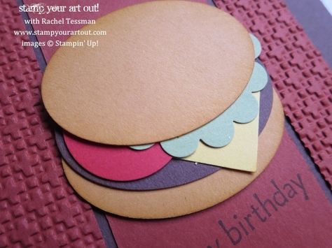 Cheeseburger!  (from Rachel Tessman) Rachel Tessman, Teenager Party, Paper Pumpkin Stampin Up, Ra Ideas, School Starts, Burger And Fries, Craft Punches, Book Illustration Art, I Love Love