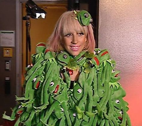 EXCLUSIVE... Lady Gaga Proves That It Can Be Easy Being Green! Lady Gaga Costume, Lady Gaga Outfits, Frog Dress, Lady Gaga Fashion, Crazy Dresses, Ugly Outfits, Terry Richardson, Crazy Outfits, Funny Fashion