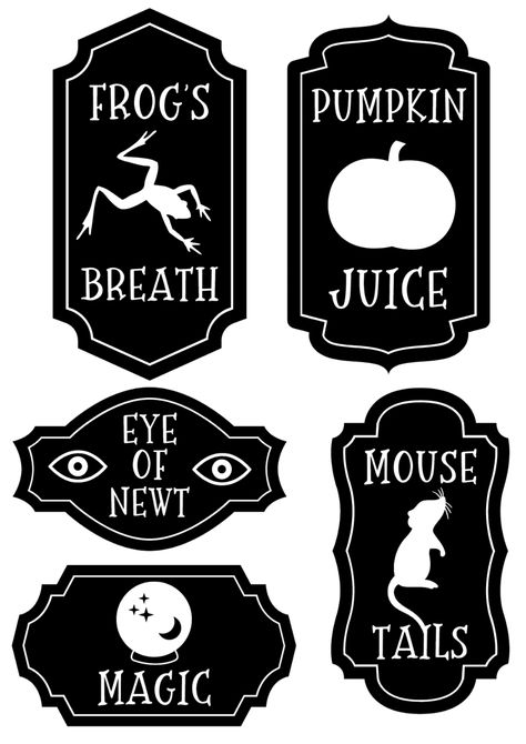 Add a spooky touch to your DIY Halloween decorations on a budget with these free printable potion bottle labels. There are four pages of free printables here with a variety of different sizes. Whether you want to use these free Halloween printables as a decoration for your Halloween party or as Halloween table decor for the home, these labels will transform your ordinary bottles into eerie elixirs using sticker paper and a Cricut machine. They make a fun Halloween Cricut craft for adults! Halloween Decorations On A Budget, Potion Bottle Labels, Printable Halloween Decorations, Halloween Bottle Labels, Free Halloween Printables, Craft For Adults, Halloween Table Decor, Spooky Diy, Decorations On A Budget