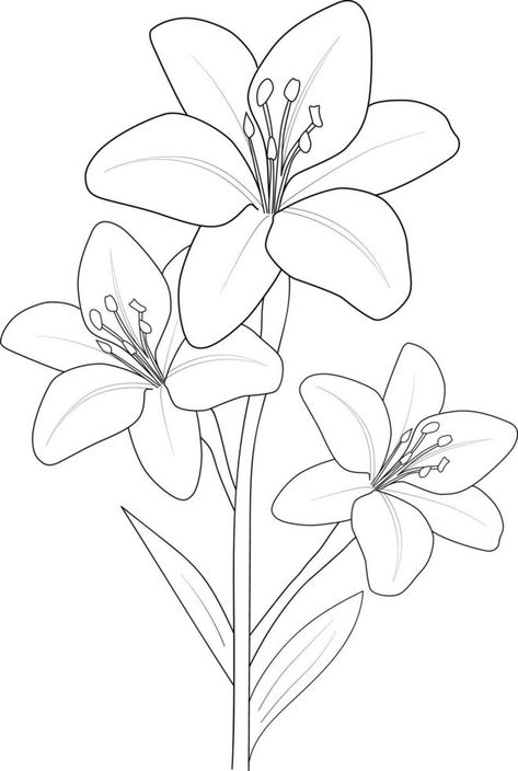 Drawing To Color In, Drawings Ideas Flowers, Flowers For Drawing, Flower Drawing With Color, Little Flowers Drawing, Flower To Draw, Simple Flower Art, Drawing To Color, Drawing Ideas Flowers