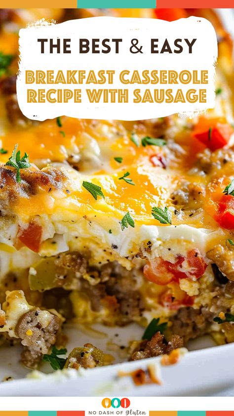 Looking for the perfect Christmas morning breakfast? Try this Easy Christmas Breakfast Sausage Casserole! It’s loaded with savory sausage, eggs, and gooey Cheddar cheese. Make it the night before for a stress-free, delicious morning. Your family will love it! Healthy Egg Sausage Casserole, Crockpot Breakfast Casserole Gluten Free, 8x8 Breakfast Casserole Recipes, Smoked Sausage Breakfast Casserole, Sausage Egg And Cream Cheese Casserole, Meat Breakfast Casserole, Christmas Casserole Breakfast, Recipes With Breakfast Sausage, Sausage Casserole Breakfast