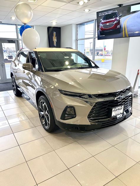 2021 Chevrolet Blazer RS in Pewter Metallic. An all new color for the Blazer this year. Depending on the light it can look like a grey or a light brown! Come by and check it out! Chevy Equinox Rs 2022, Chevrolet Blazer 2023, 2024 Chevy Blazer, Chevy Blazer 2023, Chevy Blazer 2022, 2021 Chevy Blazer, Chevy Blazer Rs, Blazer Car, Chevrolet Suv