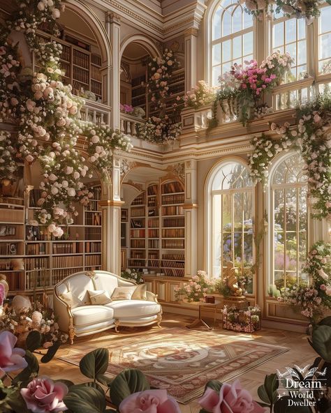 Spring Court Inspired Libraries 🌸🌺🌹 Which one is your favorite? . . . . . . #cottagecoreaesthetic #cottagecore #springaesthetic #acotar… | Instagram Acotar Cottage, Library Cottagecore, Acotar Instagram, Aesthetic Home Library, Spring Court Aesthetic, Spring Court Acotar, Mansion Library, Home Library Room, Fantasy House Interior