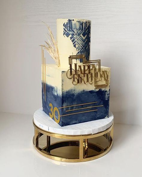 Blue White And Gold Cake, Royal Blue And Gold Cake, Blue Gold Cake, Male Birthday Cake, Miguel Singer, Male Cakes, Royal Blue Wedding Cakes, Royal Blue Cake, 50th Birthday Cakes For Men