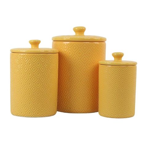 Ceramic Canisters For Kitchen, Yellow Food, Vintage Canister Sets, Ceramic Canister Set, 10 Strawberry Street, Yellow Kitchen Decor, Ceramic Canisters, Kitchen Canister Set, Ceramic Canister