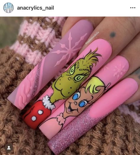 Grinchmas Nails, Grinch Nails, Pink Grinch, Xmas Nail Art, Xmas Nails, Grinch Christmas, Christmas Settings, Christmas Is Coming, Holiday Nails