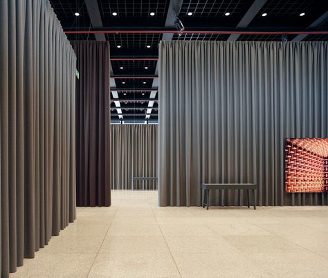 Thomas Demand, Nationalgalerie (Berlin) « Caruso St John Architects Thomas Demand, Caruso St John, Curtain Divider, Brick Room, Curtain Room, Interior Textiles, Showroom Design, Van Der Rohe, Mies Van Der Rohe