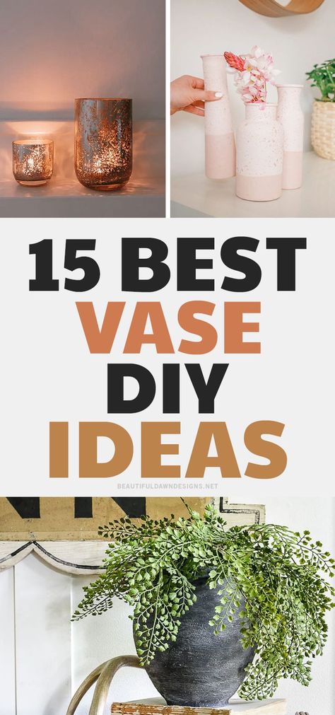 Looking for a way to add some personality to your table? Check out these easy and fun DIY vase transformations that will have you reaching for your crafting supplies in no time. From simple paint jobs to adding embellishments, there's something here for everyone. So grab your vases and get started! Diy Vases Ideas Decoration, Painting Vases Diy Ideas, Diy Vase Ideas, Thrifted Vases, Simple Paint, Beautiful Dawn, Vase Ideas, Old Vases, Diy Vase