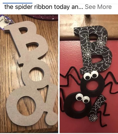 Cute Halloween Diy Crafts, Dollar Tree Boo Sign Ideas, Halloween Diy Crafts Projects, Eek Sign, Dollar Store Halloween Crafts, Boo Halloween Sign, Spooky Diy, Dollar Tree Halloween, Halloween Wood Crafts