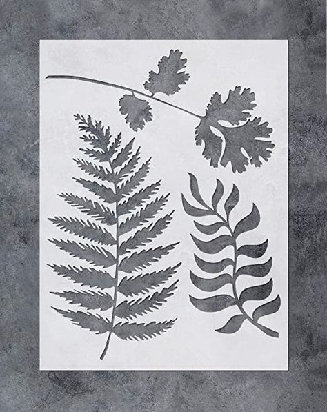 Leaf Stencils, Ginkgo Art, Leaf Wall Stencil, Canvas Furniture, Expensive Wallpaper, Fern Wall, Airbrush Stencils, Fern Wall Art, Enchanted Forest Coloring Book