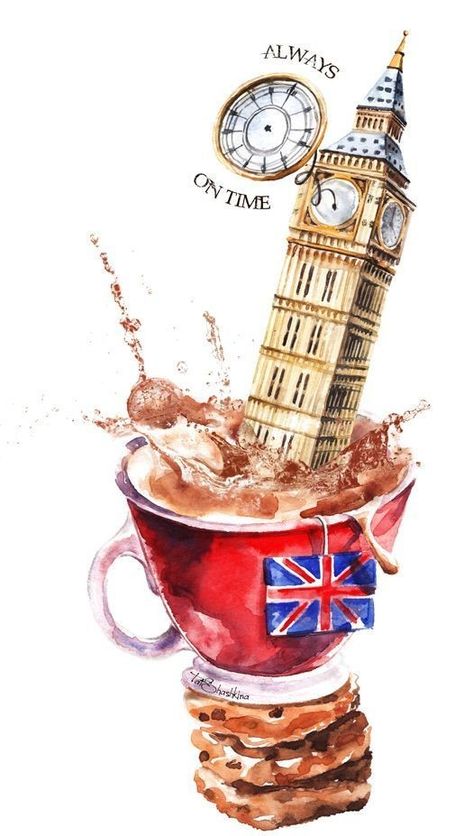 British Tea Time London Drawing, London Wallpaper, Big Ben Clock, Haiwan Lucu, Big Ben London, Travel Drawing, Drawing Wallpaper, Commercial Architecture, London Love