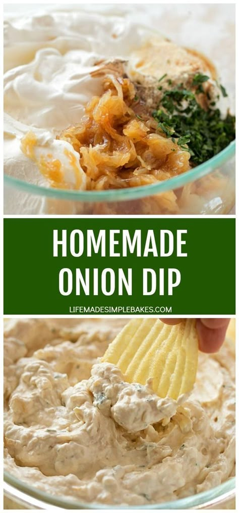 Queso Homemade, Easy Queso Dip, Homemade Onion Dip, Easy Queso, Homemade French Onion Dip, Onion Dip Recipe, Life Made Simple, Caramelized Onion Dip, Dip Easy