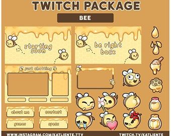 Cute Twitch Assets by KatlienteTwitch on Etsy Twitch Assets, Kawaii Bee, Twitch Streaming Setup, Desktop Themes, Streaming Setup, Twitch Overlay, Twitch Channel, Cute Little Drawings, Kawaii Art