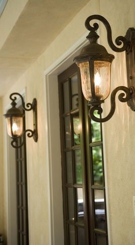 Mediterranean Front Doors, Rustic Outdoor Lighting, Front Door Lighting, Exterior Light Fixtures, Garage Lighting, Light Home, Outdoor Light Fixtures, Rustic Outdoor, Porch Lighting