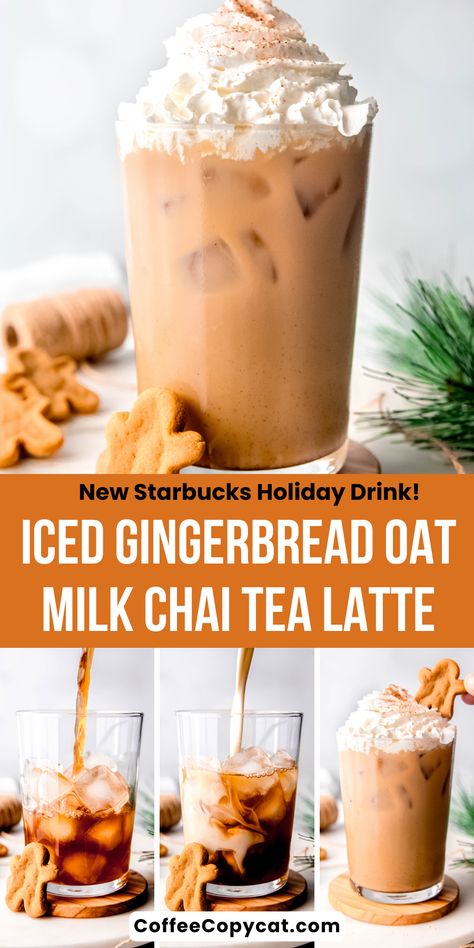 Milk Chai Tea, Chai Latte Starbucks, Chai Tea Latte Starbucks, Chai Tea Latte Recipe, Iced Gingerbread, Iced Chai Tea Latte, Starbucks Holiday Drinks, Chai Latte Recipe, Tea Latte Recipe