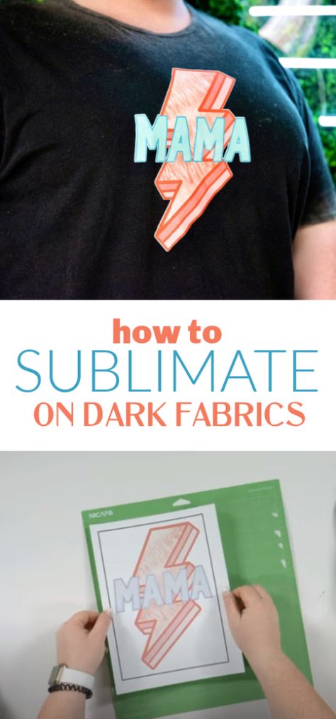 We love to make sublimation projects, but sometimes are a little frustrated that we always have to sublimate on white or light-colored fabrics. Not anymore! You CAN sublimate dark fabrics. Keep reading and we’ll show you how. Things To Make With Sublimation, Sublimation On Vinyl, How To Sublimate On Dark Fabric, Sublimation On Dark Shirts, Diy Recycled Projects, Sublimation Shirts, Cricut Hacks, Sublimation Ideas Projects Inspiration, Beginner Crafts