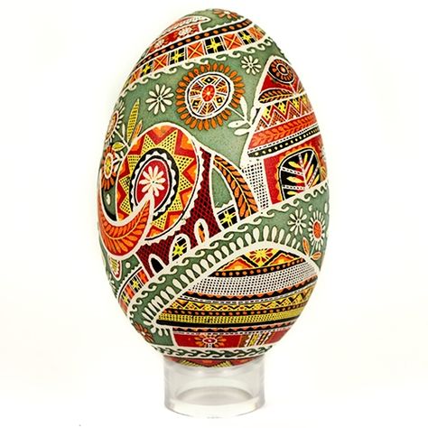 Ukrainian Art Egg - Goose Egg Pysanky Eggs Pattern, Russian Eggs, Egg Artistry, Ukrainian Eggs, Ukrainian Culture, Egg Ideas, Easter Egg Art, Carved Eggs, Folk Floral