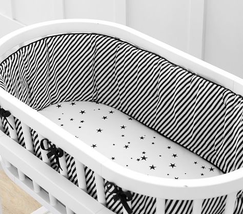 The Emily & Meritt Black & White Bassinet Bedding #pbkids Black Bassinet, Bassinet Bedding, White Bassinet, Bed Bassinet, Emily And Meritt, Pb Kids, Crib Bumper, Baby Tips, Soft Bedding