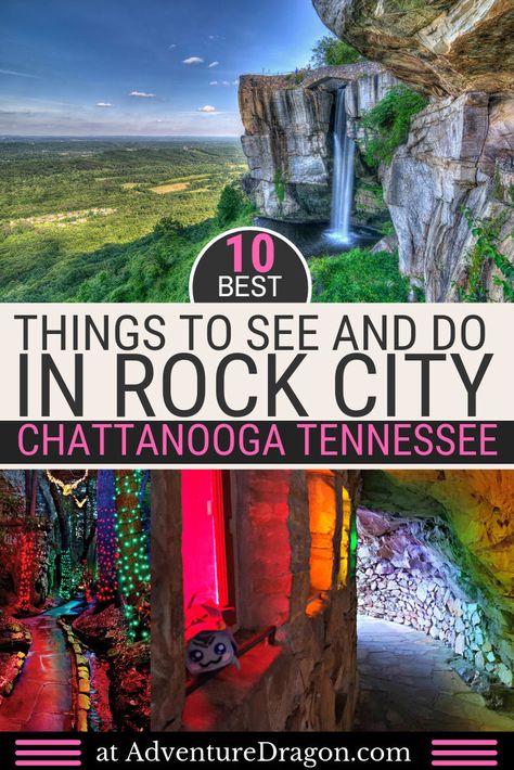 10 Best Things to See in Rock City on Lookout Mountain Near Chattanooga - Adventure Dragon Rock City Chattanooga, Lookout Mountain Georgia, Rock City Gardens, Tennessee Road Trip, Landscape City, Tennessee Travel, Lookout Mountain, Rock City, Tennessee Vacation