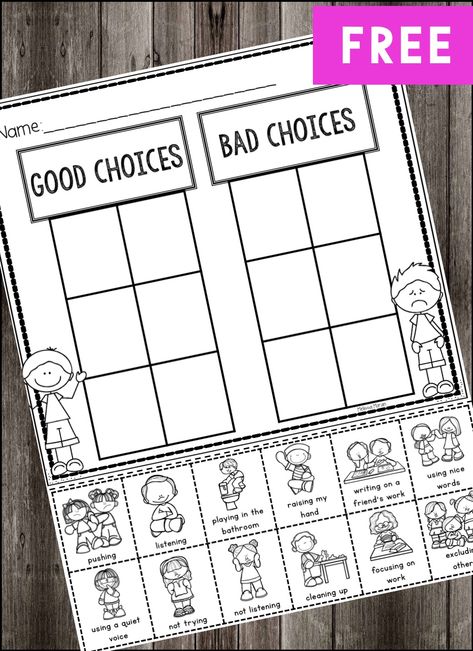 1st Grade Kindness Activities, First Grade Bathroom Management, Good Choices And Poor Choices Preschool, Social Emotional Learning Activities 1st Grade, Good And Bad Choices Printable, Beginning Of The Year Activities 1st, Kindergarten First Grade Combo Classroom, Sel First Grade, Sel 1st Grade