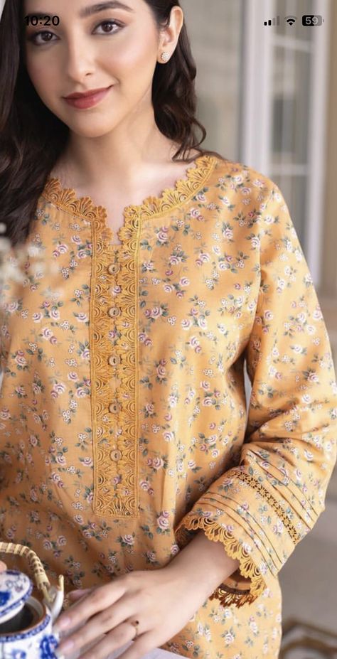 Neck Design With Cotton Lace, Suit Shirt Design For Women, Kamij Neck Design, Pakistani Lace Kurtas, Sleeves Design For Kurtis Latest, Pakistani Neck Design, Shara Dress, Pakistani Girls Dresses, Dress Stitching Ideas