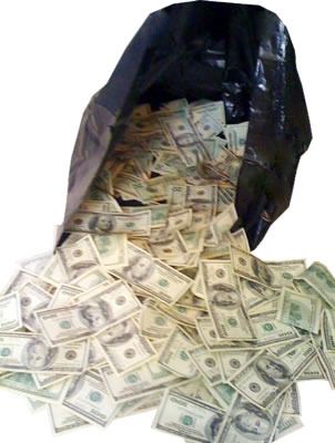 Bag Full Of Money, Trash Bag, A Bag, Money, Black