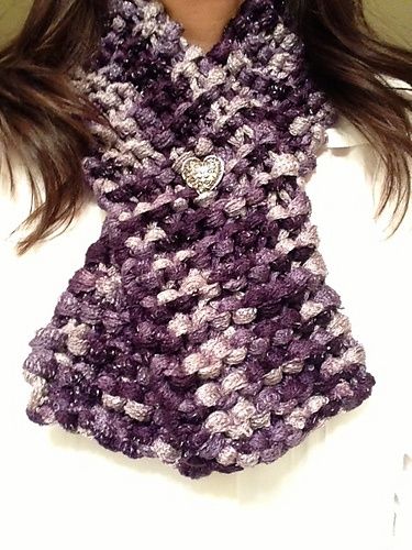 How to Crochet Sashay Yarn hat | Valentine's scarf for Mom: Un-Ruffled Sashay Yarn with ... | crochet Ruffle Yarn Projects, Sashay Yarn Projects, Sashay Crochet, Crochet Ruffles, Sashay Scarf, Ruffle Yarn, Sashay Yarn, Crocheted Scarves, Button Scarf