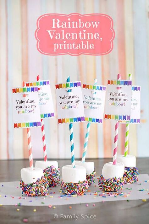 Valentine Ideas For Kids, Rainbow Marshmallow, Classroom Valentines Gifts, Dinosaur Valentine Cards, Rainbow Valentines, Dinosaur Valentines, Valentine's Day Crafts For Kids, Marshmallow Pops, Valentine Crafts For Kids