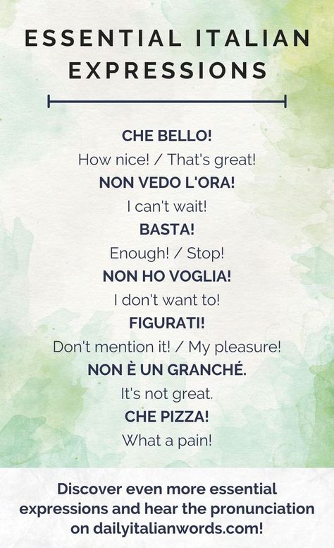 essential italian expressions How To Speak Italian, Basic Italian, Speak Italian, Learn To Speak Italian, Everyday Italian, Italian Grammar, Italian Vocabulary, Italian Lessons, Italian Language Learning