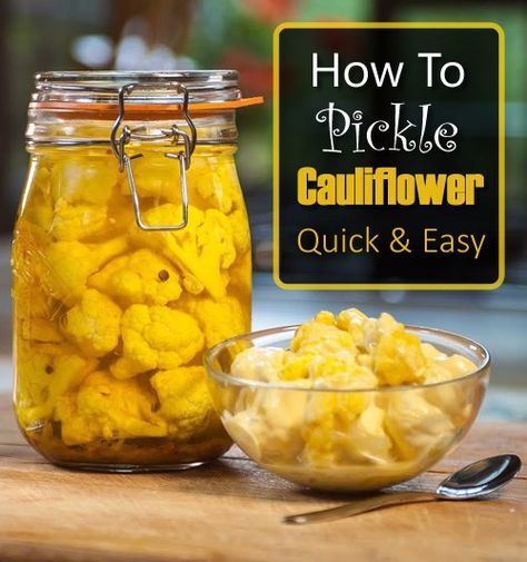 Easy Pickled Cauliflower, Pickles Cauliflower Recipe, Bread And Butter Pickled Cauliflower, Pickling Cauliflower Recipe, Pickle Cauliflower Recipe, Hot Pickled Cauliflower, Canned Pickled Cauliflower, How To Pickle Cauliflower, Mustard Pickles With Cauliflower