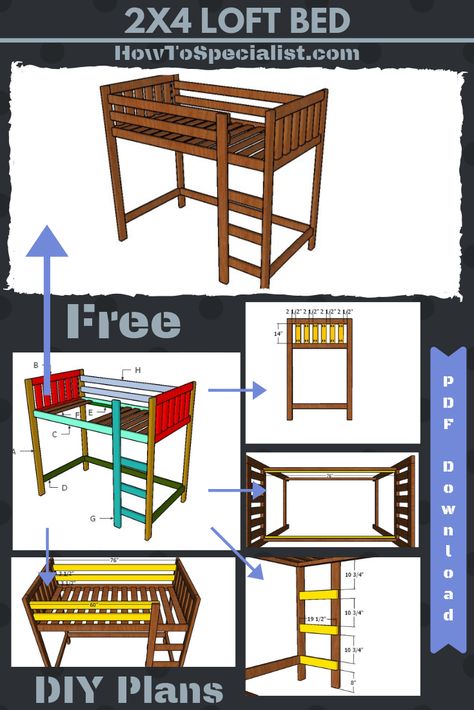 Diy L Shaped Loft Bed Plans, Cheap Easy Diy Loft Bed, Diy Junior Loft Bed, Twin Loft Bed Plans Free, 2x4 Loft Bed Diy, Diy Full Size Loft Bed Plans Free, How To Make Loft Bed, Loft Bed Diy Plans How To Build, Loft Bed Design Ideas