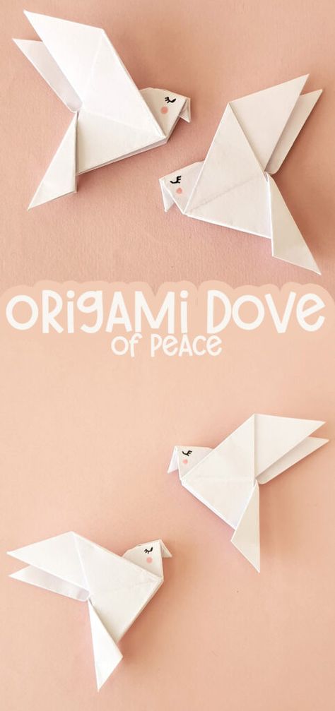 Origami Peace Dove, Paper Birds Origami, Origami Dove Instructions, Paper Bird Ornaments, Paper Doves How To Make, Origami Dove Easy, Dove Ornaments Diy, Baptism Crafts For Kids, Christian Origami